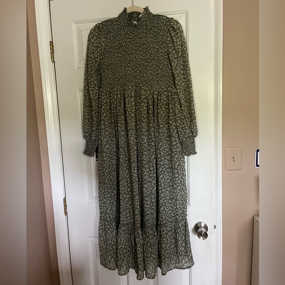 Sage Green Mock Neck Dress